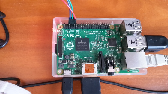  Olimex USB-Serial-Cable-F attached to Raspberry PI 2 for debugging through the serial console